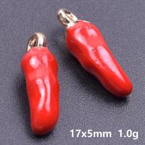 5pcs Different Size Red Peppers Enamel Chilli Charms For Jewelry Making Earrings Necklace Keychain Pendants Handmade Materials