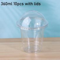 10 vnt. vienkartiniai skaidrūs plastikiniai puodeliai su dangteliu ARBA 100 šiaudelių vaisių sultims, pieno arbatai, šaltai kavai, šaltiems gėrimams, išsinešti, vakarėliams white
