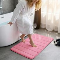40x60cm Bathroom Floor Mat Absorbent Non Slip Coral Fleece Bath Rug Soft Texture Striped Pattern Bathroom Carpet One Size rožinė
