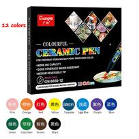 12/24 Colors High Temperature Oven Baked Ceramic Marker Pen Set Acrylic Paint Pens for Rock , Stone,Wood, Extra-fine Brush Tip gray