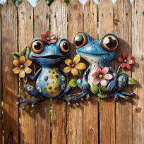 Decorative Metal Wall Art Frog Sculpture Handmade Iron Wall Hanging Art for Indoor Outdoor Use Unique Artistic Home Decor one size