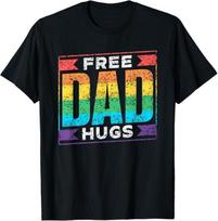 Free Dad Hugs Gay Rainbow Pride Lgbtq Proud Father Daddy T-Shirt Mens Womens Tees Top S