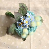 Craft DIY Soft Pom Poms Ball Bridal Bouquet Wedding Home Decoration Bridesmaid Artificial Flower mėlyna