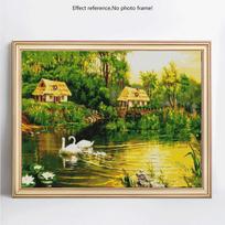 Visiškai apvalios deimantinės mozaikos peizažas, 5D „pasidaryk pats“ deimantų tapyba kraštovaizdžio deimantų siuvinėjimas 20X30 black