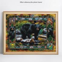 Deimantinis paveikslas Meškiukas Kalnų krištolinio akmens mozaikinis gyvūnas 5D DIY Deimantinis siuvinėjimas 20X30CM black