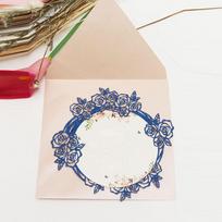 1Set(10Pcs) Flower Glitter R.S.V.P. Card Laser Cut Invitation Cards Wedding Invitations Card With Envelope Blank Inner Page mėlyna