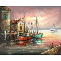 „Red Dock“ peizažas „pasidaryk pats“ skaitmeninis paveikslas pagal skaičius Modernus sienų menas, drobės tapyba, unikali dovana namų dekoravimui 40x50 cm 40x50cm no frame