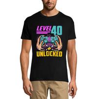 Men's Gaming T-Shirt Level 40 Unlocked - Gaming Gamer 40th Birthday Tee Shirt XS sidabro smėlio spalvos