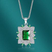 BELLA BOX Square Pendant Necklace Multiple Colour Fashion Wedding Engagement Jewelry žalia