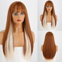 MISS WIG Imbieras mišrūs blondinai tiesūs plaukai Sintetinis perukas Moteriški perukai Karščiui atsparūs Moterų kasdieniai Cosplay Lolita Perukai Šviesūs perukai