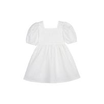 Nauja mergaitės princesės suknelė Retro stiliaus suknelė Paprasta vienspalvė suknelė 90cm balta