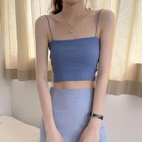 Women Summer Solid Color Slim Short Tube Top Off Shoulder Camisole Inner Bottoming Tank Top OneSize balta