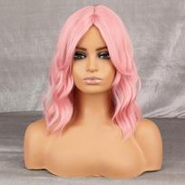 MISS WIG Violetinis banguotas sintetinis karščiui atsparus pluošto perukas moterims su kirpčiukais Juodas rožinis rudas Cosplay kasdieninio nešiojimo perukas 35 cm