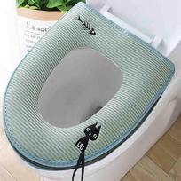 Toilet Seat Washer Household Four Seasons Universal Waterproof Zipper Toilet Pad Cute Winter Toilet Toilet Cover gray
