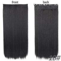 MISS WIG Long Straight Synthetic Fiber Hair Extensions One Piece 5 Clips Black Brown Hairpiece for Women Daily Wear 55 cm