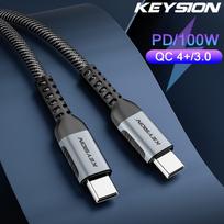 KEYSION USB C To USB Type C Cable 20V/5A 100W PD Fast Charger QC 4.0 Cord Usb C Cable for Xiaomi Samsung Huawei Macbook Pro iPad 1m pilka