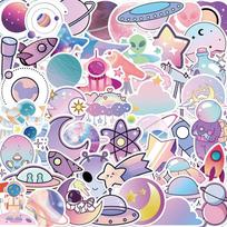 10/50pcs Kawaii Planet Astronaut stickers Alien UFO  graffiti Stickers for DIY Luggage Laptop Skateboard Motorcycle Bicycle Sticker 10pcs