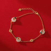 14k auksinės žavesio apyrankės ir amp ;Apyrankės moterims Merginoms Elegantiškas gimtadienio vestuvių vakarėlis Nefrito papuošalai Elegantiškos apyrankės moterims Resizable geltona