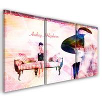 Trijų dalių paveikslas ant drobės Audrey Hepburn 60x40 rožinė