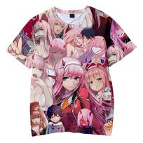 Darling In The Franxx T-Shirts Anime Girl Zero Two 3D Printed Streetwear Women Fashion Oversized T Shirt Harajuku Tees Tops S