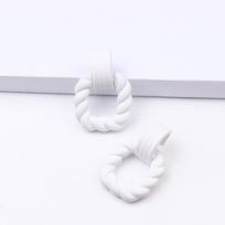 Square half circle splicing earrings spray rubber paint earrings acrylic ear jewelry for women white
