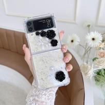 For Samsung Z Flip 3 Case Transparent 3d Rose Glitter Folding Phone Case For Samsung Z Flip 4 Flip3 5g Tpu Shockproof Back Cover For Z Flip 3 juoda