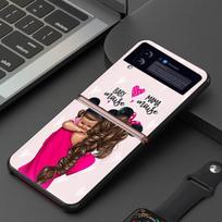 Phone Case For Samsung Galaxy Z Flip 3 5g Zflip Black Hard Case Super Baby Mom Printing Protection Cover For Z Flip3 Zflip3 for Samusng Z Flip4