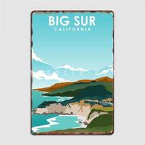 Big Sur California Metal Sign Cave Pub Personalized Cinema Living Room Wall Decor Tin Sign Posters 20x30cm