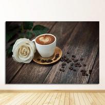 Plakatai Virtuvės Dekoravimas Rėminti Paveikslai Modernus Namų Dekoravimas HD Drobės Paveikslai Meno kūriniai 1 Vnt. Kava Ir Gėlės Sieninis 21cm×30cm NoFrame