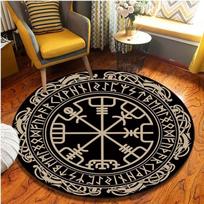 The Vikings Pattern Area Rug Round Floor Mat Living Room Carpet Bathroom Kitchen Rug Doormat Art Printed Yoga Mat Fans Gift 60cm