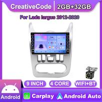 Renault Logan Sandero 2009-2015 Skirta Dacia Duster 2010-2017 Lada Largus 2012-2020 Mygtuko rankenėlė Automobilis Android Carplay 2+32GB 2+32GB sidabras