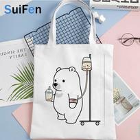 boba bubble tea pirkinių krepšys bolsa shopper shopping eco bag boodschappentas tote custom 24*26cm gray