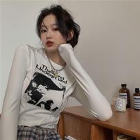 Sexy Women Tops Female T-shirts Long Sleeve Women Casual Tee Girls Y2K Tops Solid Cloths L rožinė