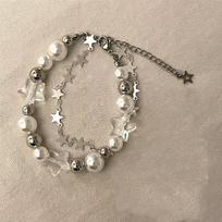 Harajuku Crystal Star Pentagram Pearl karoliukų apyrankė moterims Vintažinio estetinio žavesio dvigubo sluoksnio grandinės apyrankė papuošalų dovana