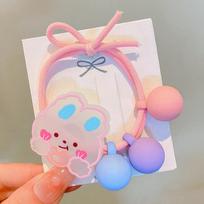 Animacinių personažų plaukų gumyčių rinkinys vaikams - Neslystančios elastingos guminės juostelės priedai su mielais personažais 10Pcs white