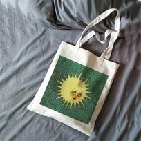 New One Shoulder Canvas Shopping Tote Bag Sun Pattern Aesthetics Large-capacity Art Gothic Retro Shopping Bag Handbag. 24*26cm white