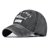 100% Washed Cotton Unisex Baseball Cap Snapback Hat for Women Gorras Casual Casquette Hats Shark Embroidery Letter Retro Caps Adjustable gray
