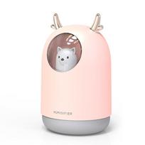 USB drėkintuvas Oro valytuvas Ultragarsinis šalto garo generatorius Aromato difuzorius 300ml Mielas lokys LED lempa Mini aromaterapijos drėkintuvas Pink