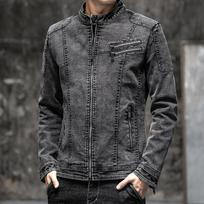 Rudens Nauja Striukė Vyriška Korėjietiško Stiliaus Madinga Medvilninė Slim Fit Vyriška Vintažinė Džinsinė Striukė Drabužiai Jaunimas XXXL gray