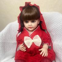 Reborn Baby Doll 22inch Newborn Soft Silicone Vinyl Reborn Toddler Girl Doll Princess Betty with Long Wig Hair Dolls Toys black