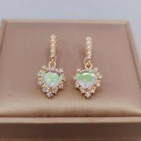 Multicolor Heart Shaped Crystal Drop Earrings for Women 2023 New Fashion Gold Color Wedding Engagement Party Jewelry Accessories įvairiaspalvis