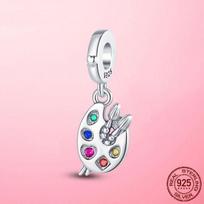 925 Sterling Silver Artist Palette Dangle Charm Pendant Fit Original Fashion Beads Bracelet Necklace 925 Silver Jewelry