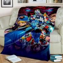 Retro žaidimai Megaman Rockman Animacinis pledas, Minkštas pledas namams, miegamajam, lovai, sofai, iškylai, kelionėms, biurui, vaikams 130x150cm blue