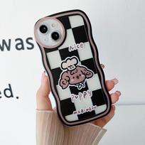 Skaidrus Wave Edge dažytas silikoninis dėklas, skirtas iPhone 15 14 13 Xiaomi Redmi Note 10 11 12 Samsung A14 A24 A34 A54 Funda Square mielas šuniuko dangtelis Infinix Hot 10 (X682) gray