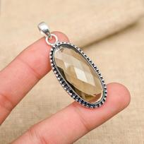 Beautiful Smoky Topaz Gemstone Handmade 925 Sterling Silver Pendant Jewelry 1.97 Inches ruda