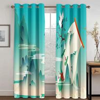 Retro kinų stiliaus Heboshan saulės šviesa margintos užuolaidos miegamojo svetainė viešbučio užuolaidos 135W185H(CM)53x73in&Grommet Top