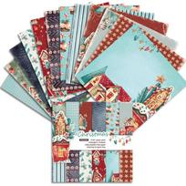24 lakštai Kalėdų tema Amatininkų popieriniai trinkelės pjaustymo štampeliai Meno fonas Origami Scrapbooking kortelių kūrimas 24pcs