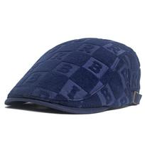 Hat Autumn Winter Wool Beret men's British Vintage Front Cap Plaid Cap Fashion Casual Newsboy Hat Old Cool Warm tamsiai mėlyna spalva