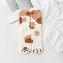 Fashion womens Cats Paw stripe 3d Socks Cute Funny Thick Girls Cartoon Animal Fingers Sock Hosiery Toe Zebra/Tiger/Cat Foot Sox gray