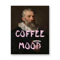 Modern Art Poster Coffee Mood Funny Alter Art Prints Portrait Man with Coffee Cup Canvas Painting Pink Quote Baroque Wall Decor 21cm×30cm NoFrame
